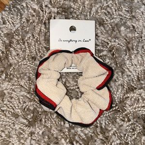 Do Everything In Love Tan Corduroy with Red & Black Detail Scrunchie NWT